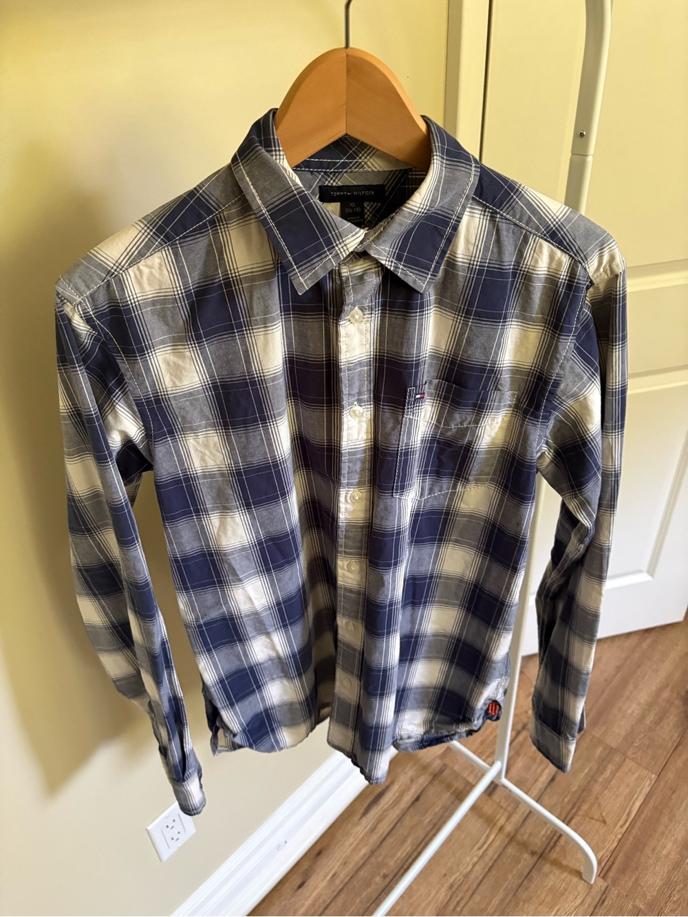 Tommy Hilfiger Blue and White Plaid Button-Down Shirt